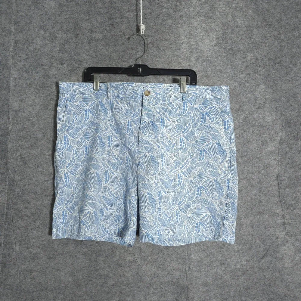 Vineyard Vines Breaker Short Mens 40 Blue White Palm Leaf Print Tropical Stretch
